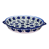 Polish Pottery 11" Round Casserole Dish With Handles (Pansy Storm) | WR52C-EZ3 at PolishPotteryOutlet.com