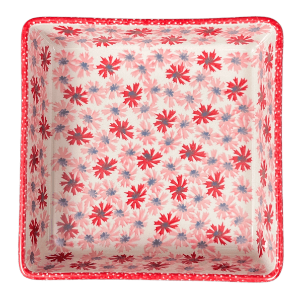 8" Square Baker (Scarlet Daisy) P151UAS73 The Polish Pottery Outlet