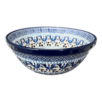 A picture of a Polish Pottery C.A. 6.75" Kitchen Bowl (Blue Ribbon) | A058-1026X as shown at PolishPotteryOutlet.com/products/6-75-bowl-blue-ribbon-a058-1026x
