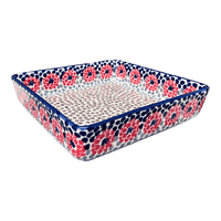 A picture of a Polish Pottery 8" Square Baker (Falling Petals) | P151U-AS72 as shown at PolishPotteryOutlet.com/products/8-square-baker-falling-petals-p151u-as72