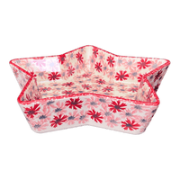 A picture of a Polish Pottery Star-Shaped Baker (Scarlet Daisy) | M045U-AS73 as shown at PolishPotteryOutlet.com/products/star-shaped-bowl-scarlet-daisy-m045u-as73
