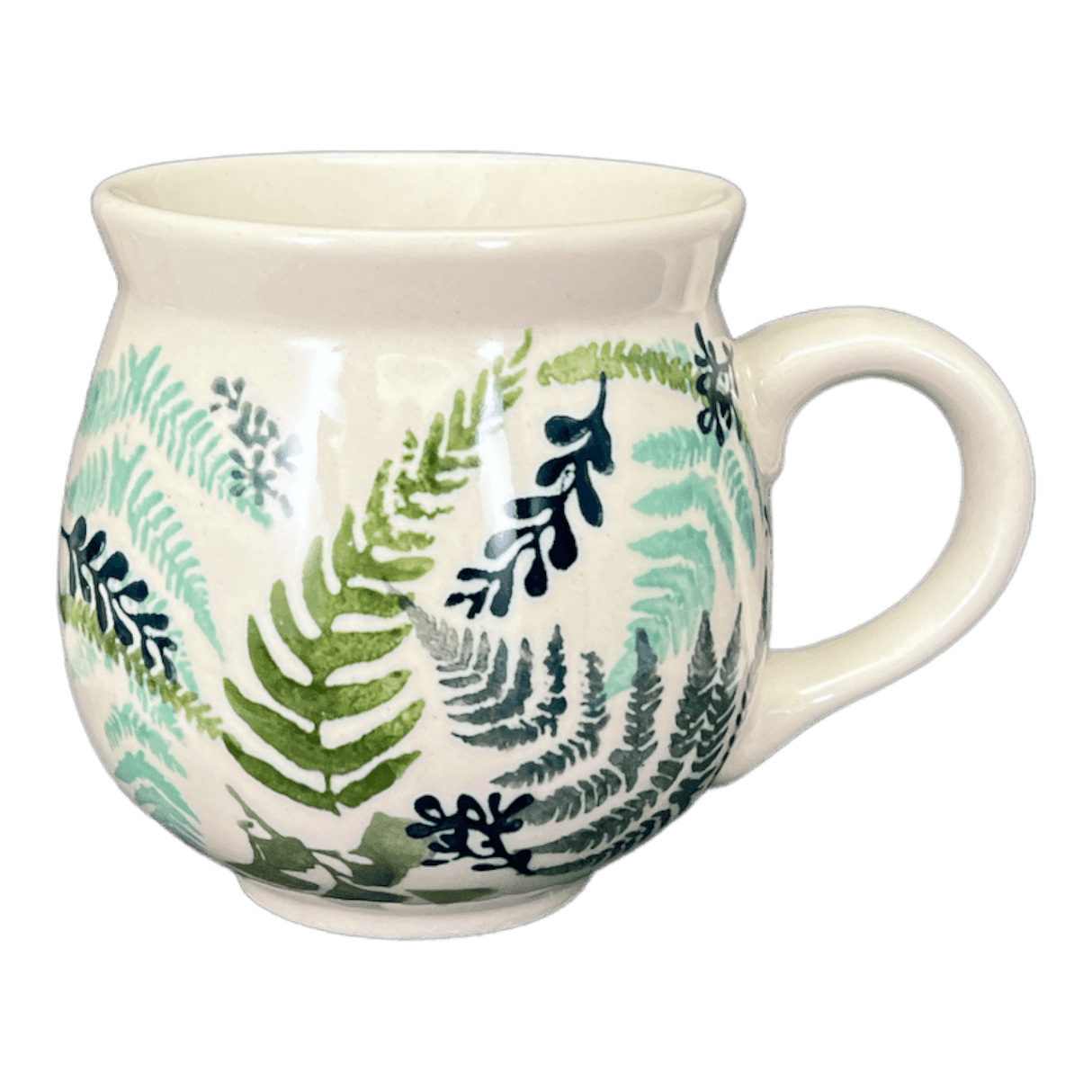 Mug, Belly Mug, 10 oz Medium in "Scattered Ferns" by Manufaktura | K090S-GZ39