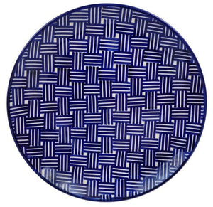 An example of a polish pottery product painted with the Blue Basket Weave (code:32) pattern