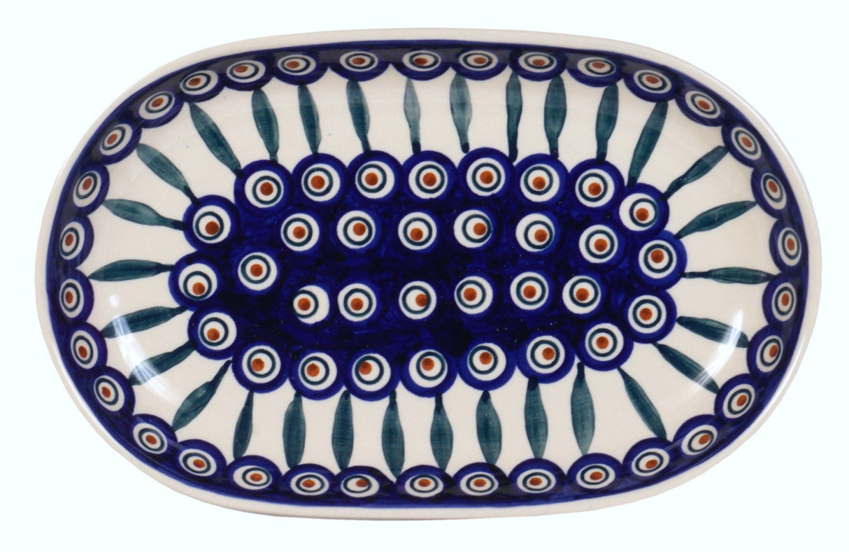 Plate, Roaster, Oval, 7"x11" in "Peacock" by Manufaktura | P099T-54