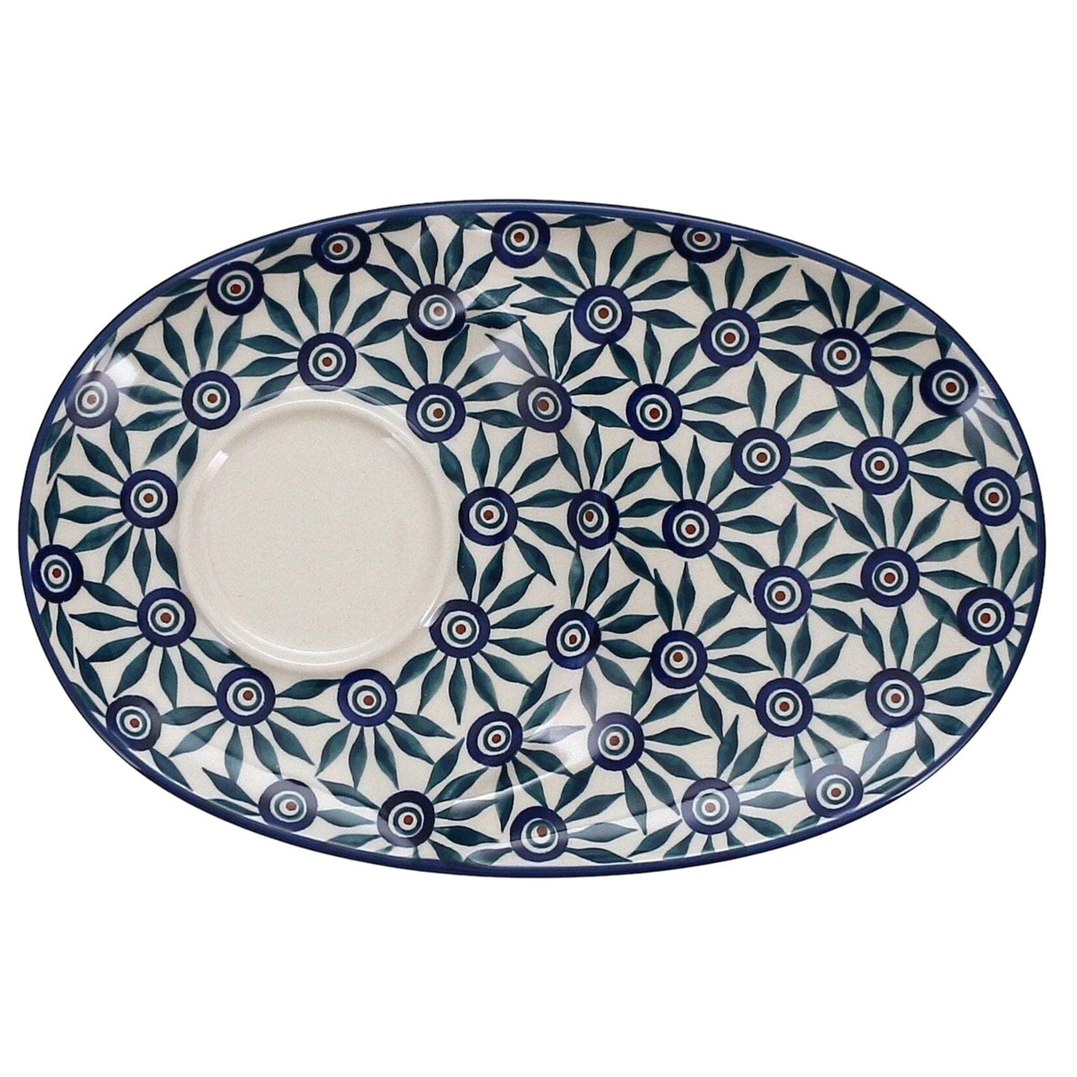 Plate, Oval, Soup & Sandwich, 11.75" x 7.25" in "Peacock Parade" by Manufaktura | P006U-AS60