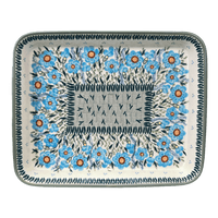 A picture of a Polish Pottery 10" x 13" Rectangular Baker (Baby Blue Blossoms) | P105S-JS49 as shown at PolishPotteryOutlet.com/products/10-x-13-rectangular-baker-baby-blue-blossoms-p105s-js49