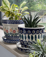 Flower Pot, with Saucer, 8" in "Woven Pansies" by Manufaktura | D037T-RV