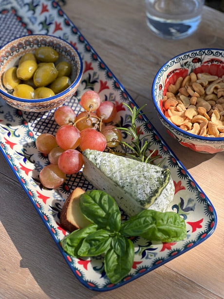Platter, Rectangular, Long, 19.5" x 6.75" in "Butterfly Garden" by Manufaktura | P204T-MOT1