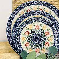 A picture of a Polish Pottery 10" Dinner Plate (Flower Power) | T132T-JS14 as shown at PolishPotteryOutlet.com/products/10-dinner-plate-flower-power