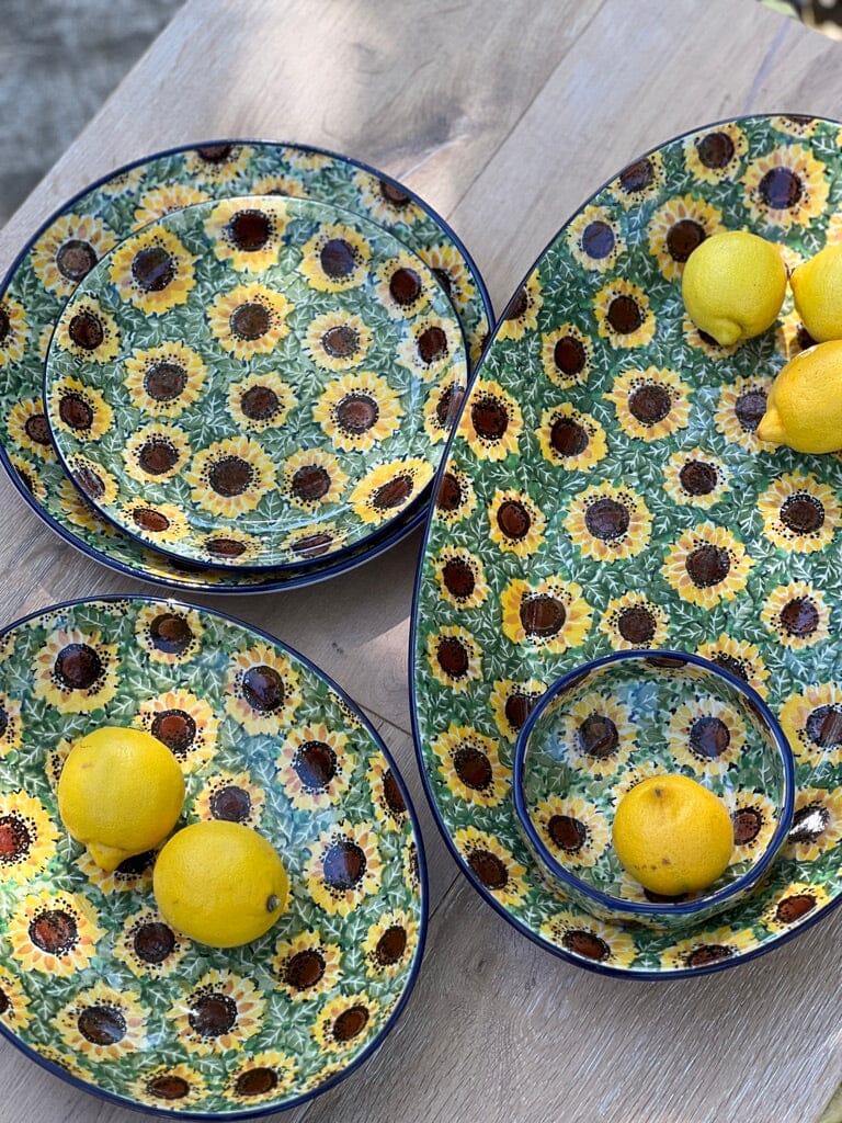 Platter, Oval, 17.5" in "Sunflower Field" by Ceramika Artystyczna | A200-U4737