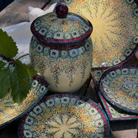 A picture of a Polish Pottery 2 Liter Canister (Sunshine Grotto) | P074S-WK52 as shown at PolishPotteryOutlet.com/products/canister-2l-sunshine-grotto