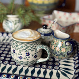 Mug, Belly Mug, 10 oz Medium in "Woven Pansies" by Manufaktura | K090T-RV