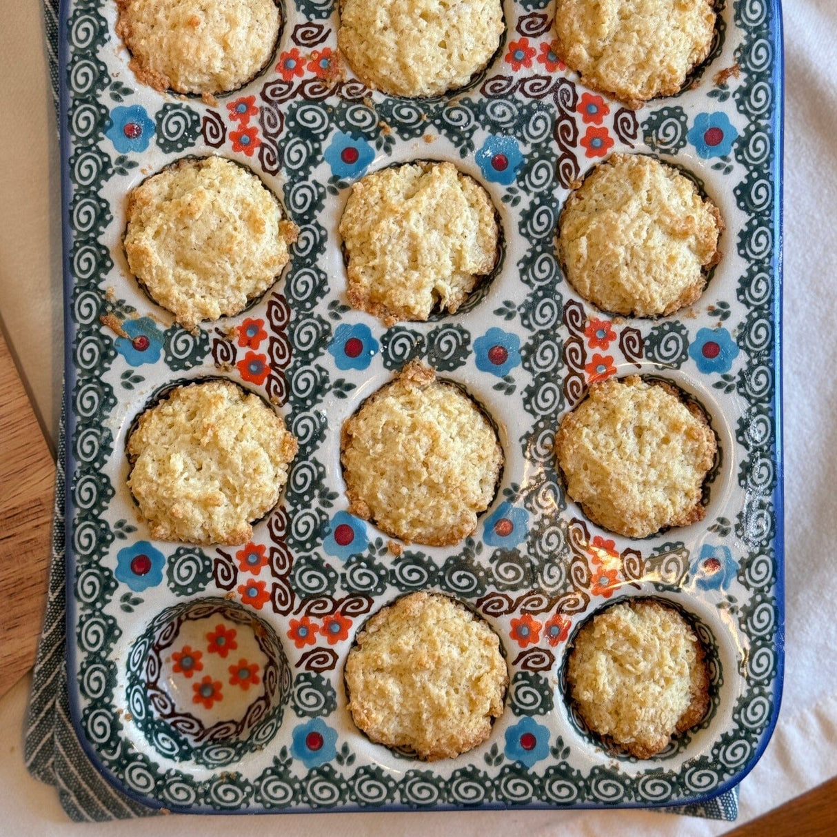 Muffin Pan, 12 Cup Mini in "Teal Pompons" by Andy | NDA169-62