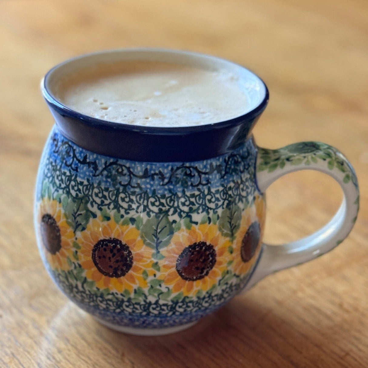 Mug, Belly Mug, 16 oz Large in "Sunflowers" by Ceramika Artystyczna | A073-U4739