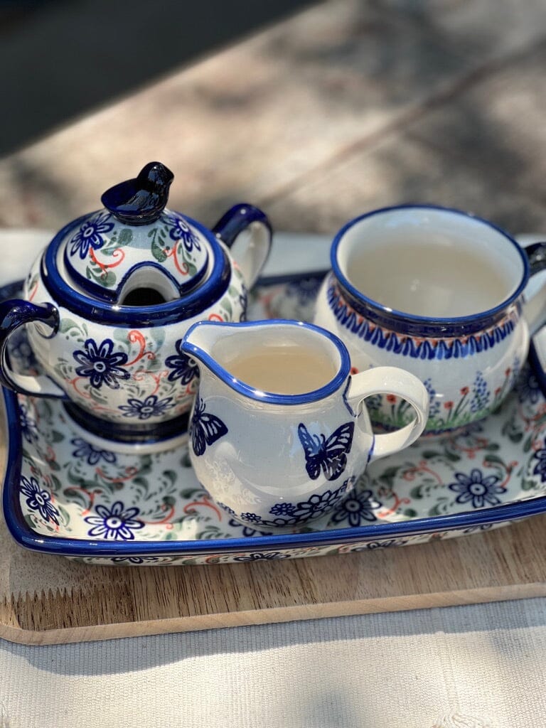 Bowl, Bird, Sugar Bowl, 11 oz in "Blue Mosaic Flower" by Zaklady | Y1234-A221A