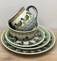 A picture of a Polish Pottery 7.25" Dessert Plate (Peacock) | T131T-54 as shown at PolishPotteryOutlet.com/products/725-dessert-plate-peacock
