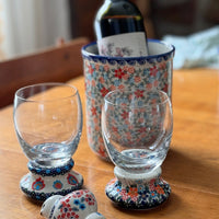 A picture of a Polish Pottery Wine Chiller/Utensil Holder (Garden Breeze) | NDA73-A48 as shown at PolishPotteryOutlet.com/products/wine-chiller-utensil-holder-garden-breeze-nda73-48