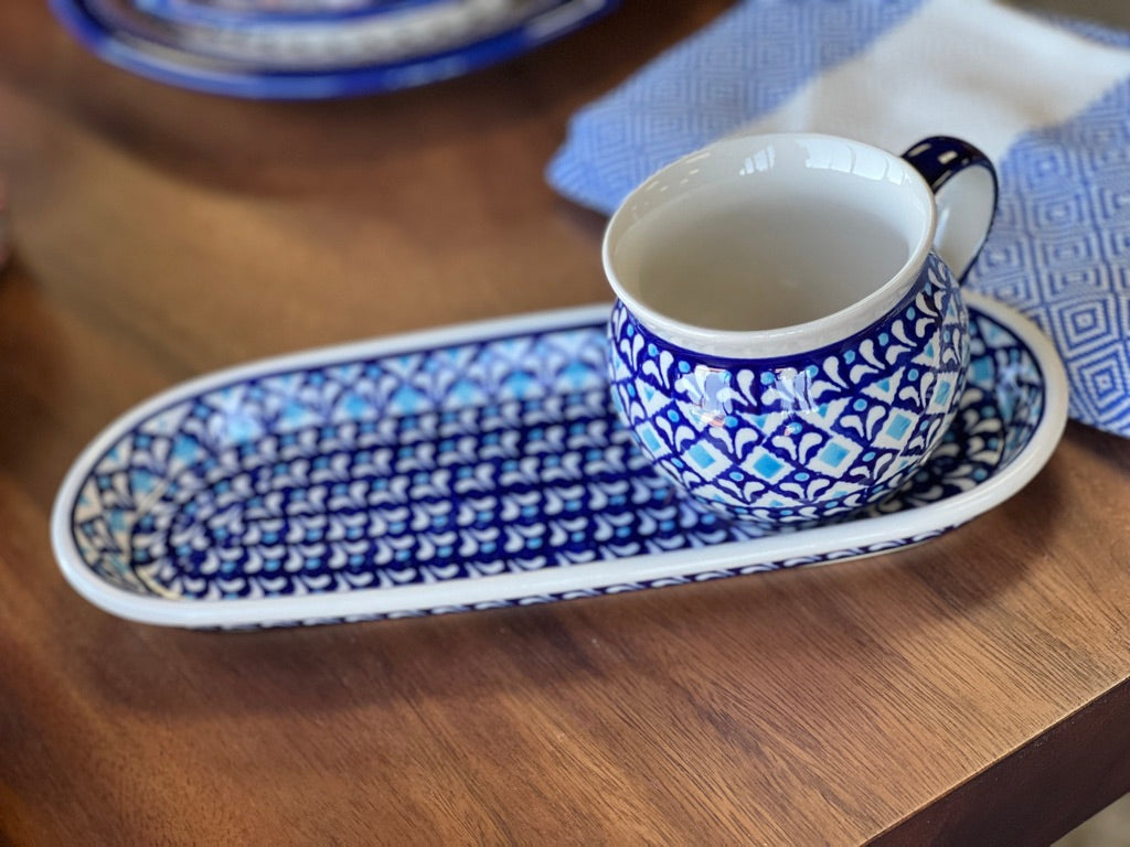 Mug, Belly Mug, 10 oz Medium in "Mosaic Blues" by Zaklady | Y911-D910