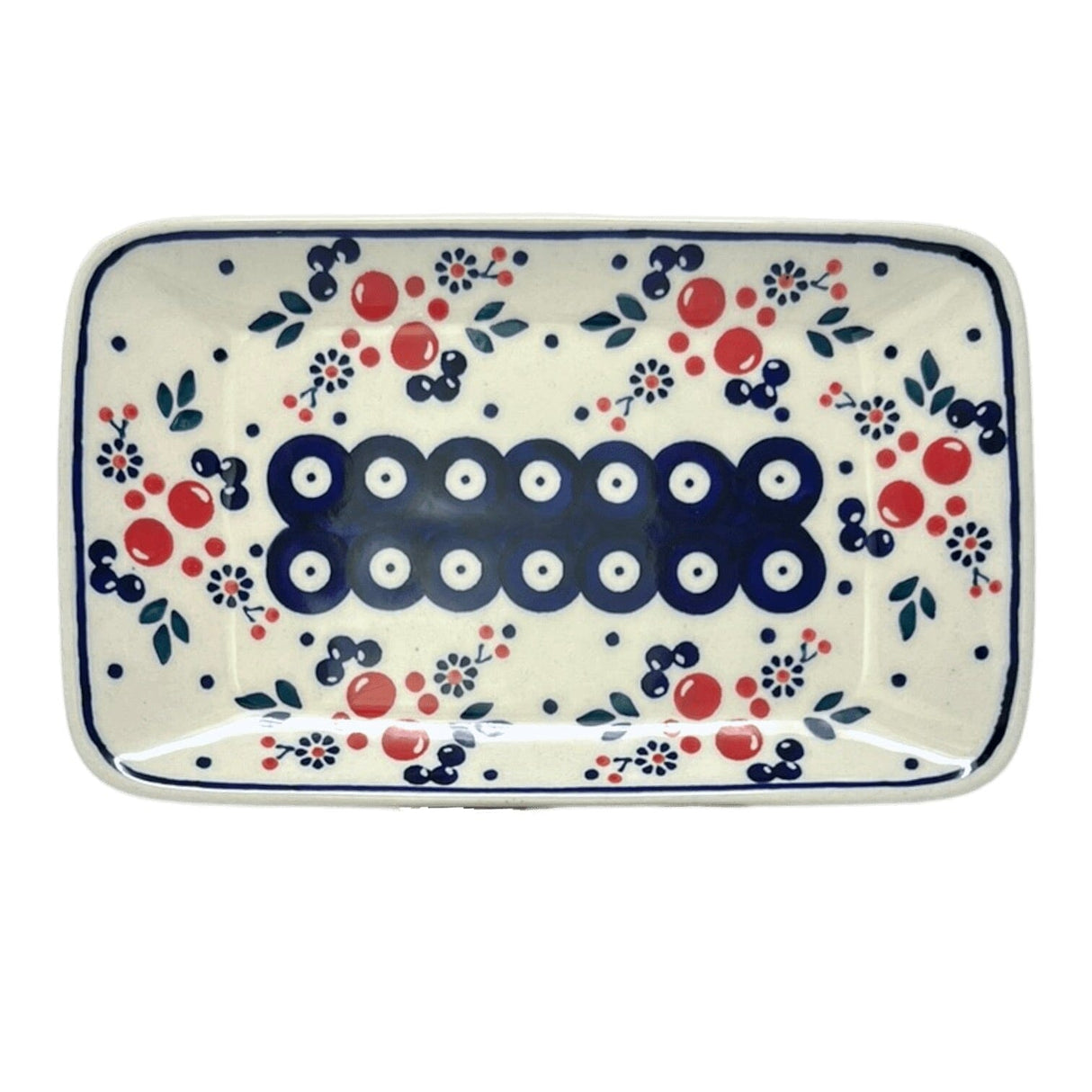 Tray, Rectangular, 8.25" x 5" in "Berry Dot" by Manufaktura | P201T-BL04
