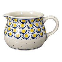 A picture of a Polish Pottery CA 30 oz. Pitcher (Sunny Circle) | A008-0215 as shown at PolishPotteryOutlet.com/products/wide-mouth-pitcher-sunny-circle-a008-0215