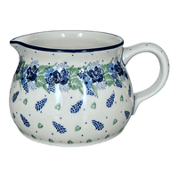 A picture of a Polish Pottery CA 30 oz. Pitcher (Hyacinth in the Wind) | A008-2037X as shown at PolishPotteryOutlet.com/products/30-oz-wide-mouth-pitcher-hyacinth-in-the-wind-a008-2037x