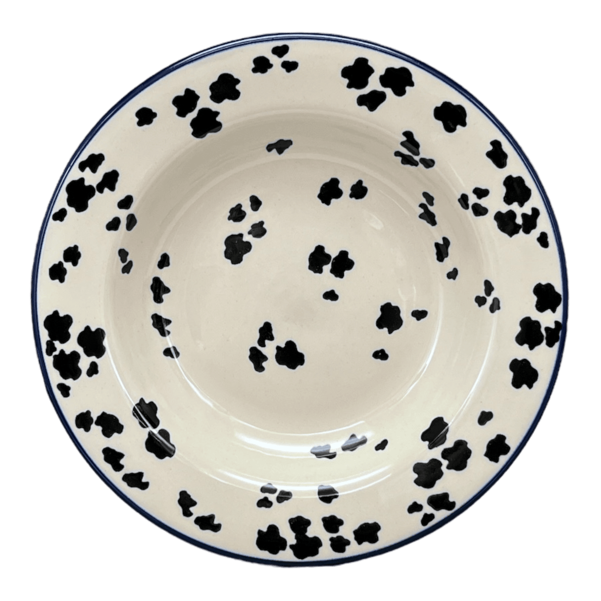 Plate, Round, Soup Plate, 9.25" in "Cowabunga - Blue Rim" by Ceramika Artystyczna | A014-2417X