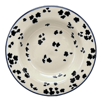 A picture of a Polish Pottery CA Soup Plate (Cowabunga - Blue Rim) | A014-2417X as shown at PolishPotteryOutlet.com/products/c-a-9-25-soup-pasta-plate-cowabunga-blue-rim-a014-2417x