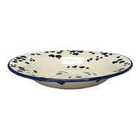 A picture of a Polish Pottery C.A. Soup Plate (Cowabunga - Blue Rim) | A014-2417X as shown at PolishPotteryOutlet.com/products/c-a-9-25-soup-pasta-plate-cowabunga-blue-rim-a014-2417x
