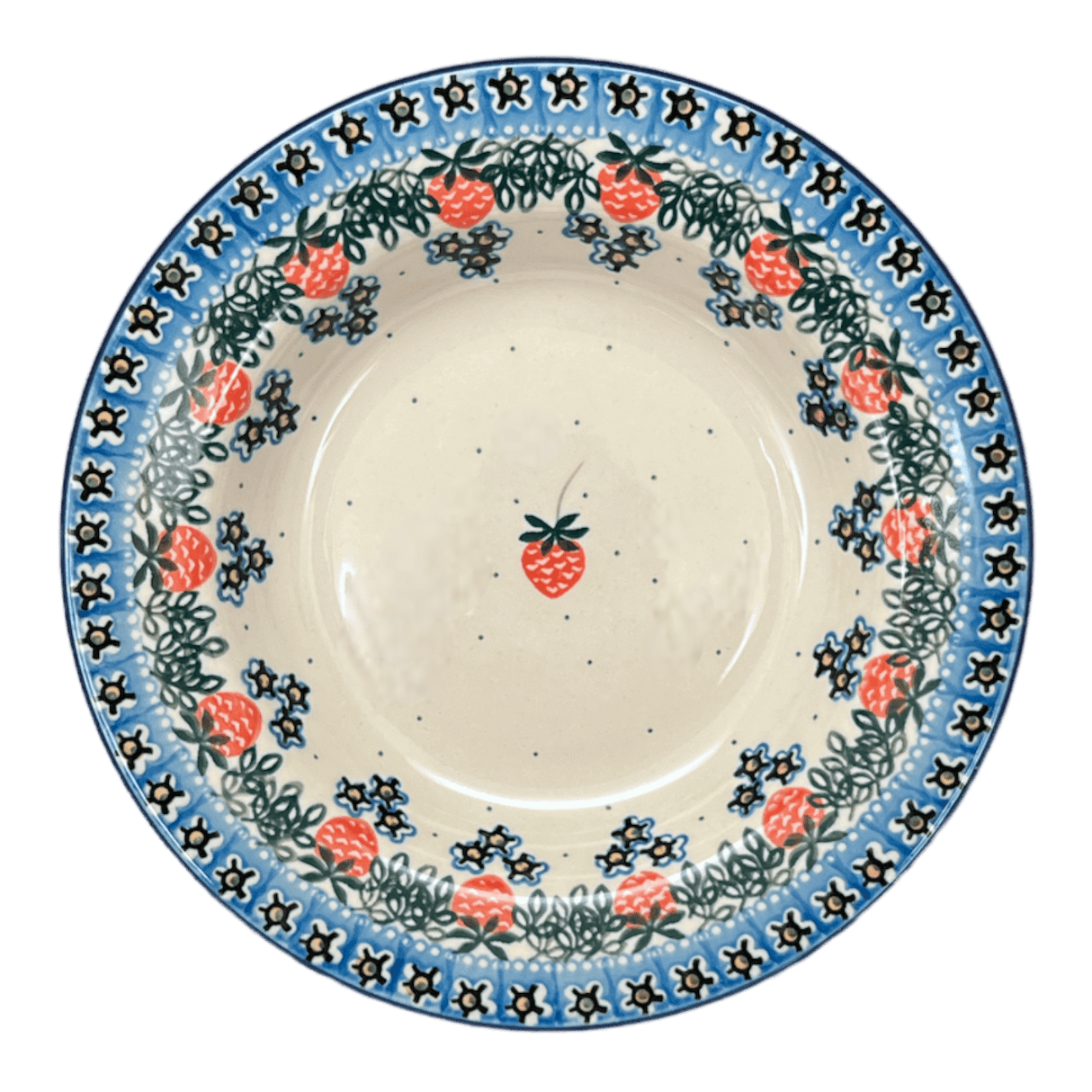 Plate, Round, Soup Plate, 9.25" in "Strawberry Patch" by Ceramika Artystyczna | A014-721X