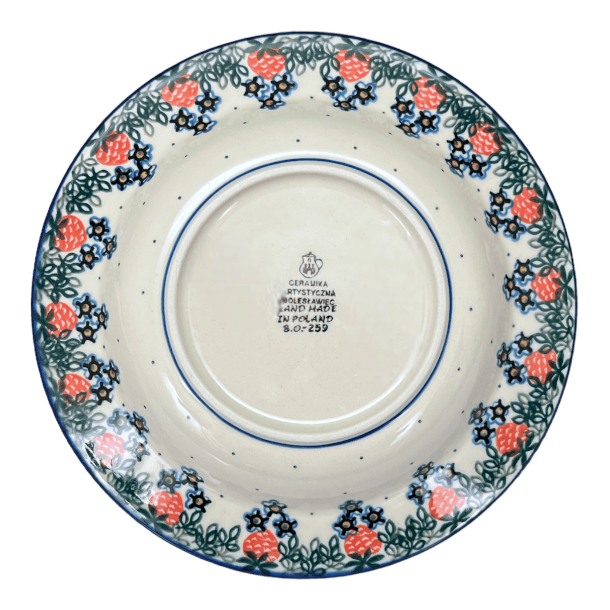 Plate, Round, Soup Plate, 9.25" in "Strawberry Patch" by Ceramika Artystyczna | A014-721X