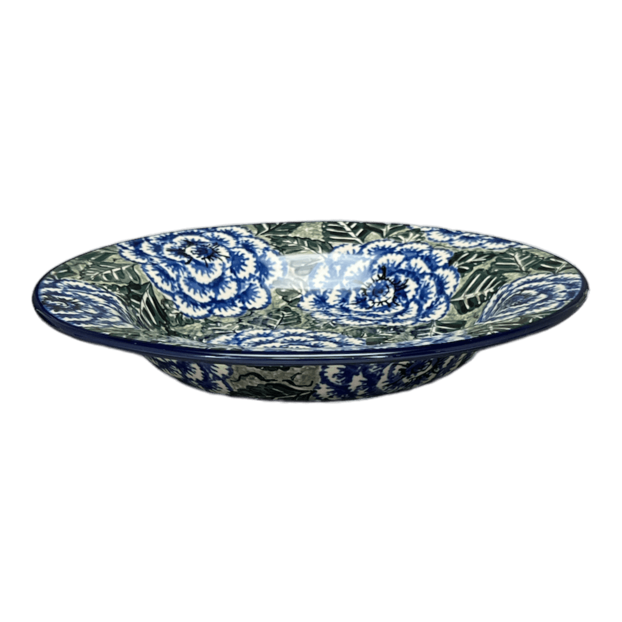 Plate, Round, Soup Plate, 9.25" in "Blue Dahlia" by Ceramika Artystyczna | A014-U1473