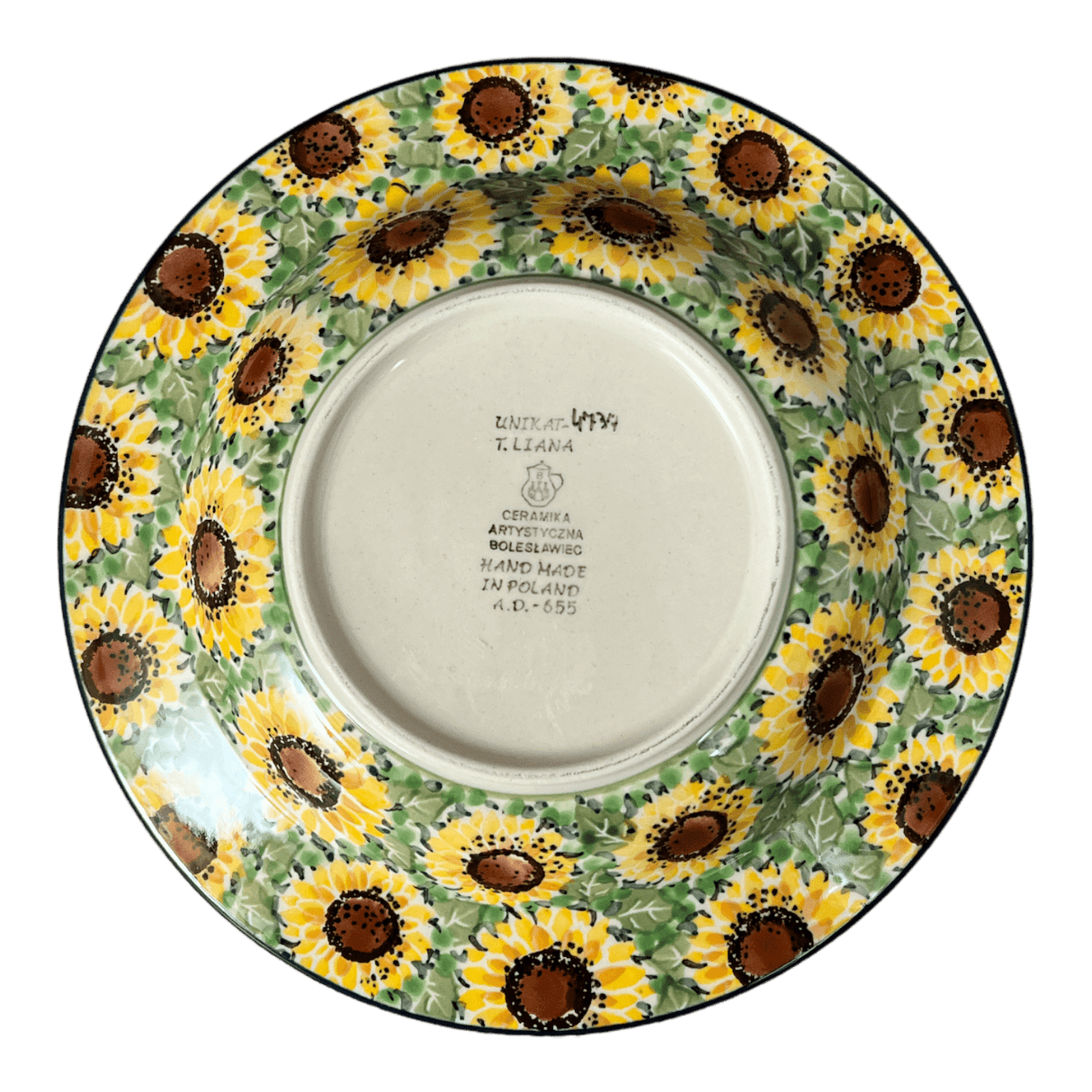 Plate, Round, Soup Plate, 9.25" in "Sunflower Field" by Ceramika Artystyczna | A014-U4737