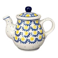 A picture of a Polish Pottery CA 10 oz. Individual Teapot (Sunny Circle) | A020-0215 as shown at PolishPotteryOutlet.com/products/10-oz-individual-teapot-sunny-circle-a020-0215