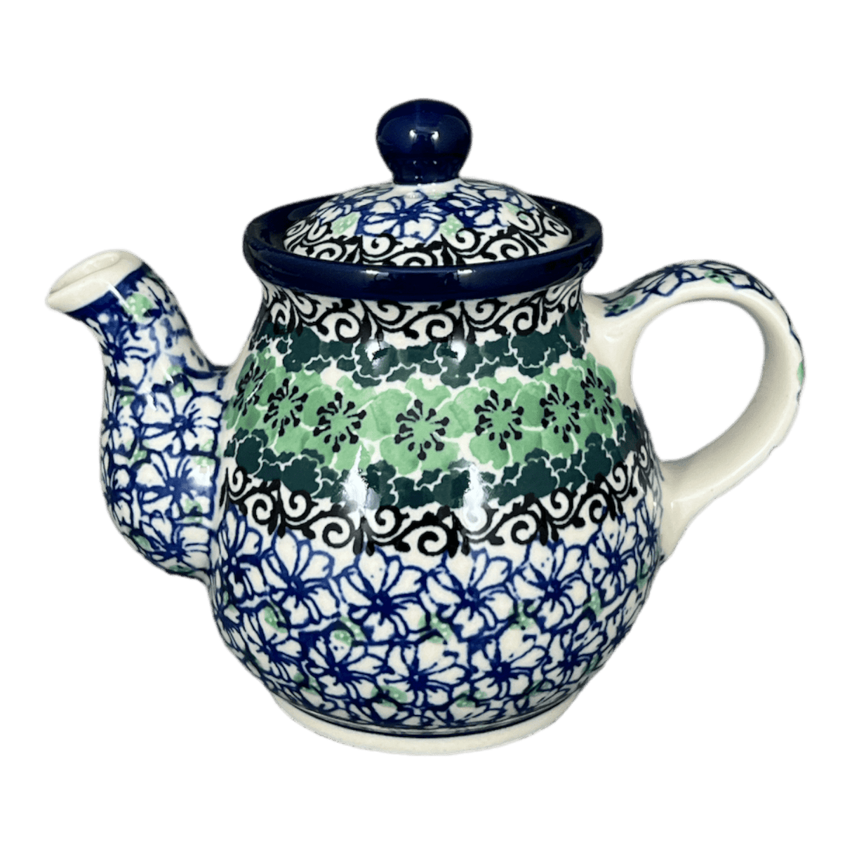 Teapot, 10 oz Individual in "Ring of Green" by Ceramika Artystyczna | A020-1479X