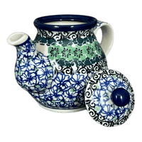 A picture of a Polish Pottery CA 10 oz. Individual Teapot (Ring of Green) | A020-1479X as shown at PolishPotteryOutlet.com/products/c-a-10-oz-individual-teapot-ring-of-green-a020-1479x