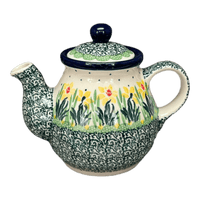 A picture of a Polish Pottery C.A. 10 oz. Individual Teapot (Daffodils in Bloom) | A020-2122X as shown at PolishPotteryOutlet.com/products/10-oz-individual-teapot-daffodils-in-bloom-a020-2122x