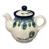 Polish Pottery C.A. 10 oz. Individual Teapot (Peacock Plume) | A020-2218X at PolishPotteryOutlet.com