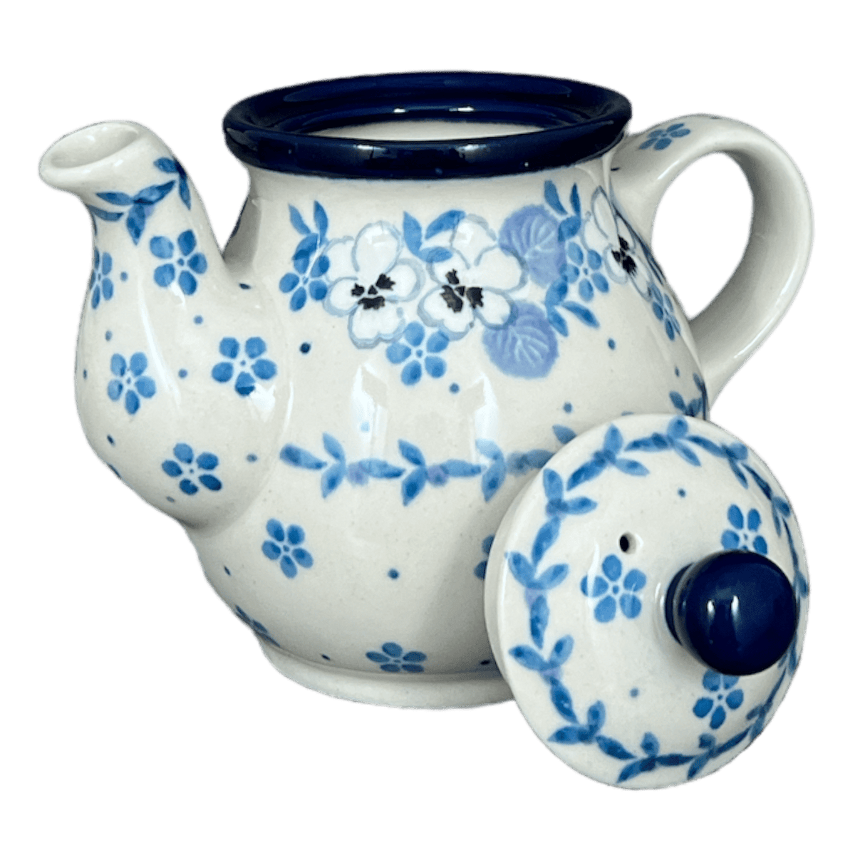 Teapot, 10 oz Individual in "Pansy Blues" by Ceramika Artystyczna | A020-2346X