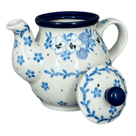 Polish Pottery C.A. 10 oz. Individual Teapot (Pansy Blues) | A020-2346X Additional Image at PolishPotteryOutlet.com