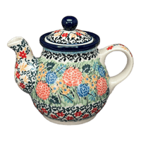 A picture of a Polish Pottery C.A. 10 oz. Individual Teapot (Garden Trellis) | A020-U2123 as shown at PolishPotteryOutlet.com/products/10-oz-individual-teapot-garden-trellis-a020-u2123
