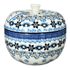 Polish Pottery C.A. Large Apple Baker (Sweet Blue Flowers) | A034-1827X at PolishPotteryOutlet.com