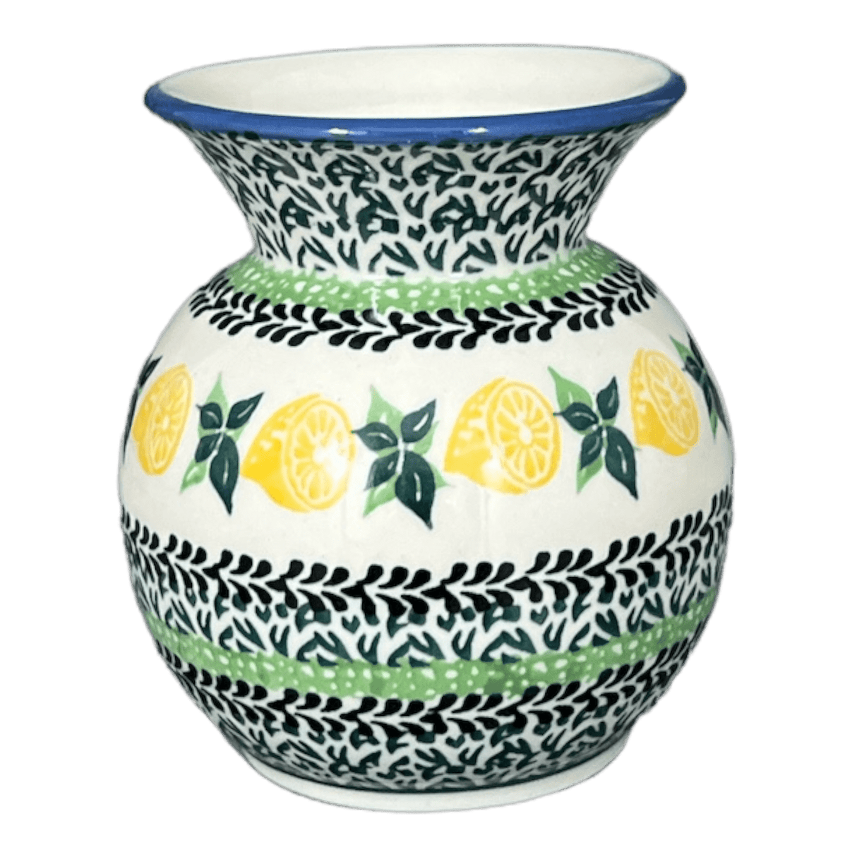 Vase, Tall, 4" in "Lemons and Leaves" by Ceramika Artystyczna | A048-2749X