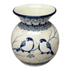 Polish Pottery C.A. 4" Tall Vase (Bullfinch on Blue) | A048-U4830 at PolishPotteryOutlet.com
