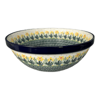 A picture of a Polish Pottery CA 11" Serving Bowl (Daffodils in Bloom) | A055-2122X as shown at PolishPotteryOutlet.com/products/11-serving-bowl-daffodils-in-bloom-a055-2122x