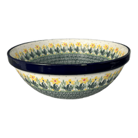 A picture of a Polish Pottery Bowl, Round, 11" in "Daffodils in Bloom" by Ceramika Artystyczna | A055-2122X as shown at PolishPotteryOutlet.com/products/11-serving-bowl-daffodils-in-bloom-a055-2122x