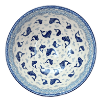 A picture of a Polish Pottery CA 11" Serving Bowl (Koi Pond) | A055-2372X as shown at PolishPotteryOutlet.com/products/11-serving-bowl-koi-pond-a055-2372x