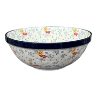 A picture of a Polish Pottery CA 11" Serving Bowl (Soft Bouquet) | A055-2378X as shown at PolishPotteryOutlet.com/products/11-serving-bowl-soft-bouquet-a055-2378x