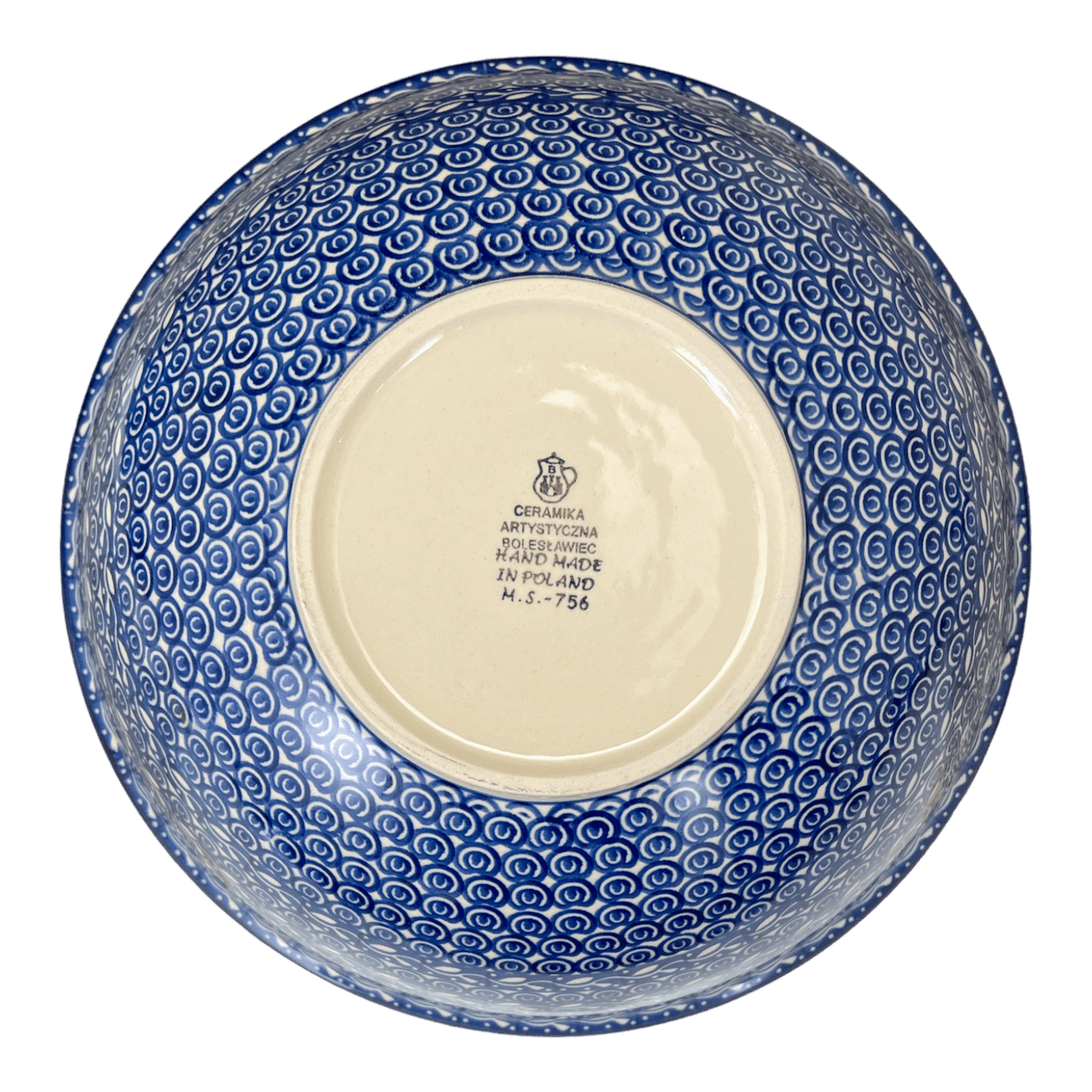 Bowl, Round, 11" in "Wavy Blues" by Ceramika Artystyczna | A055-905X