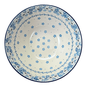 Polish Pottery 9" Kitchen Bowl (Pansy Blues) | A056-2346X Additional Image at PolishPotteryOutlet.com