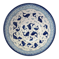 A picture of a Polish Pottery CA 9" Kitchen Bowl (Koi Pond) | A056-2372X as shown at PolishPotteryOutlet.com/products/9-kitchen-bowl-koi-pond-a056-2372x